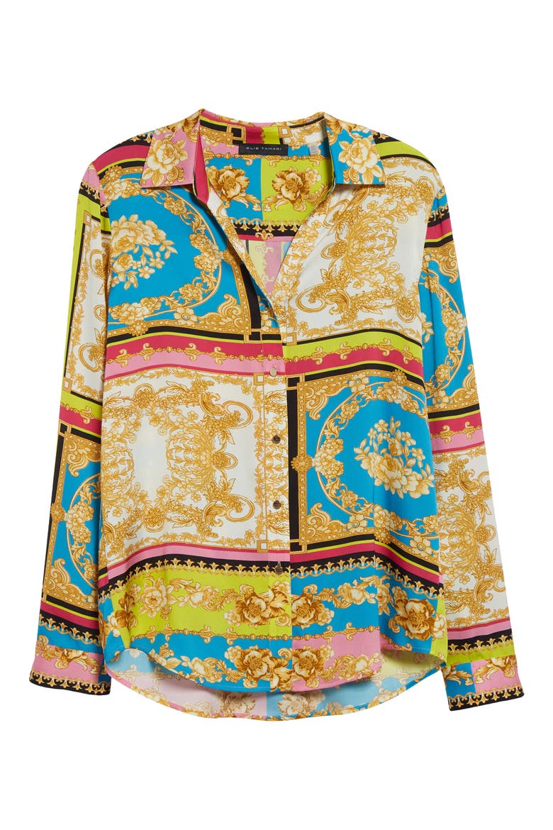 The Madeline Aphrodite's Palace Stretch Silk Button-Up Shirt, Alternate, color, PALACE PRINT