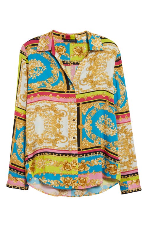 Shop Elie Tahari The Madeline Aphrodite's Palace Stretch Silk Button-up Shirt In Palace Print