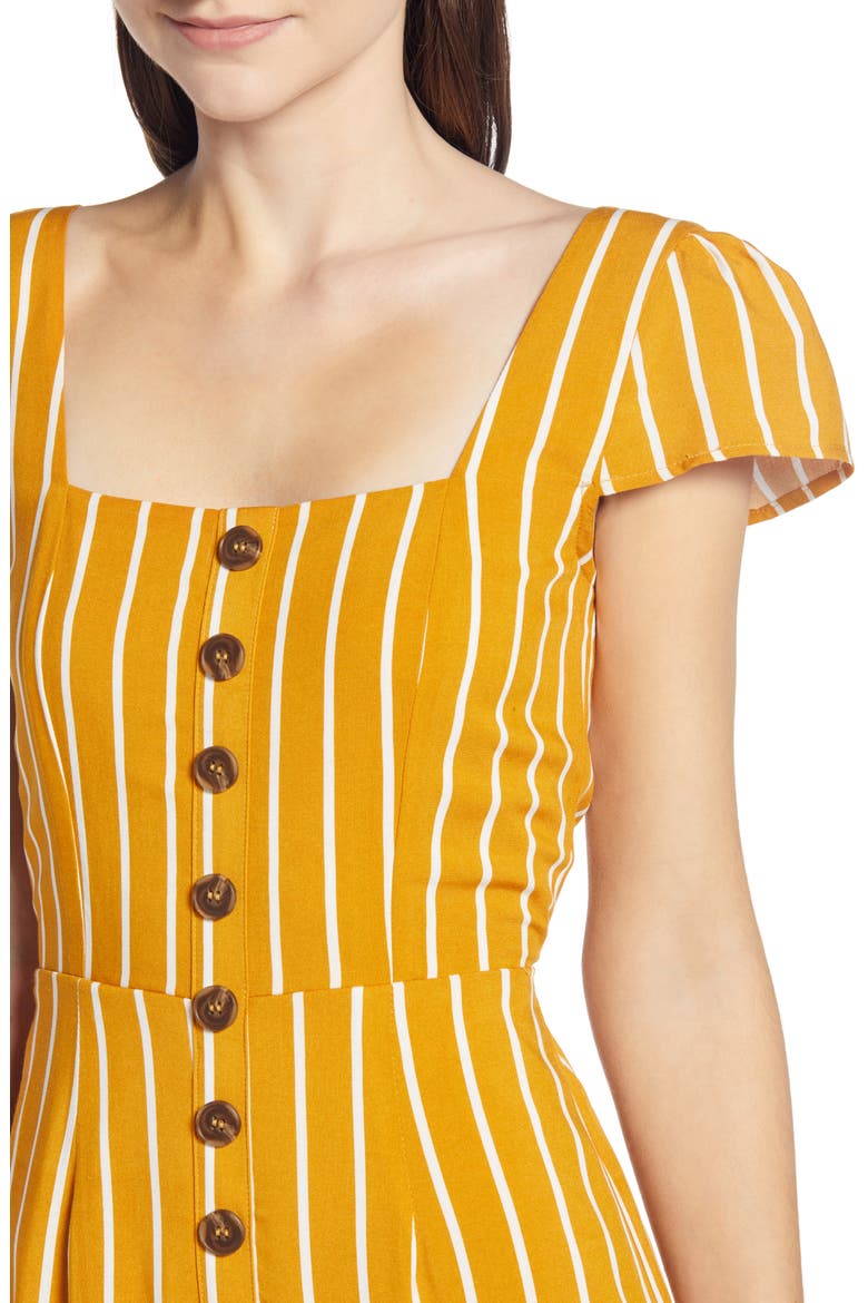 Button Front Midi Dress, Alternate, color, MUSTARD