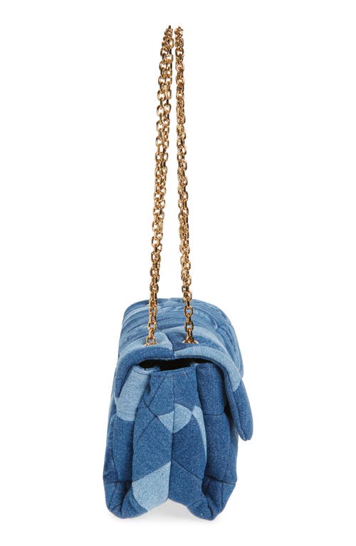 Versace Medusa 95 Quilted Patchwork Denim Shoulder Bag In Blue  Gold