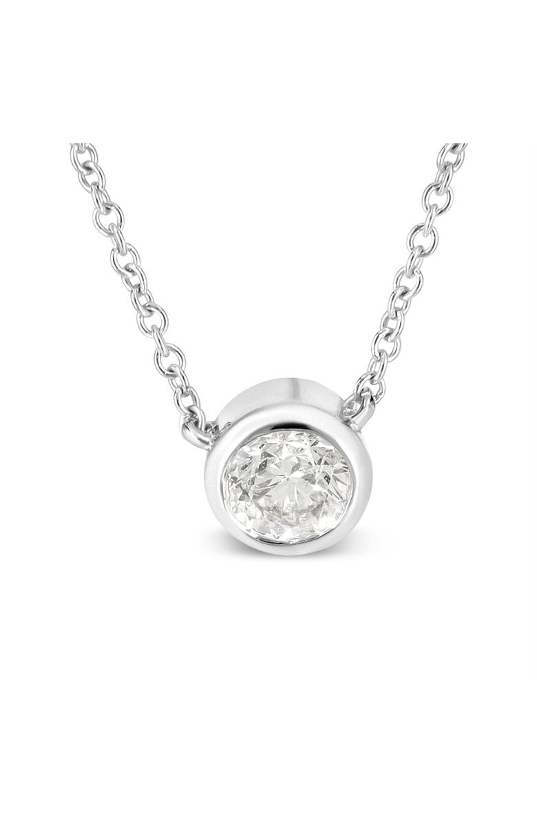 Haus of Brilliance 10K White Gold 1/3 Cttw Round Bezel-Set Diamond Solitaire Pendant Necklace, Alternate, color, White