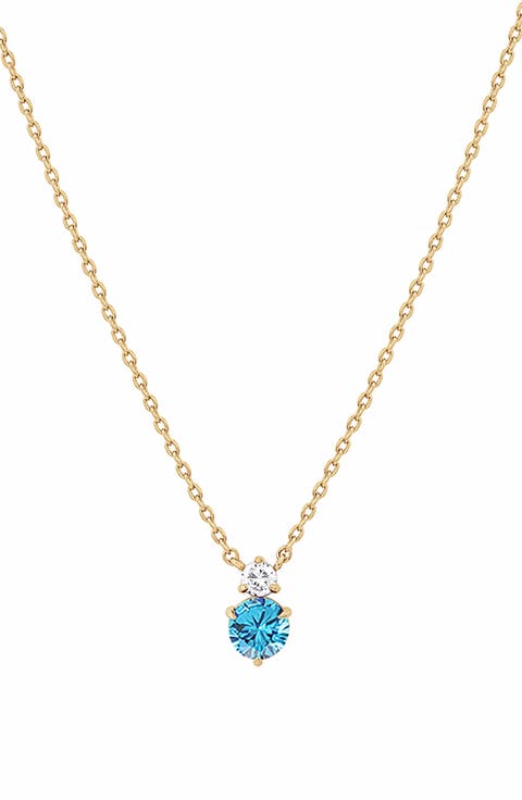 14k Gold Plated Deux Birthstone Necklace Personal Holiday Gift Idea