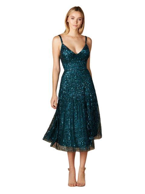 Flowing, Sequin Midi Dress