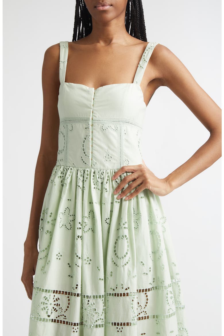 Anya Embroidered Cotton Maxi Dress, Alternate, color, LIGHT SAGE