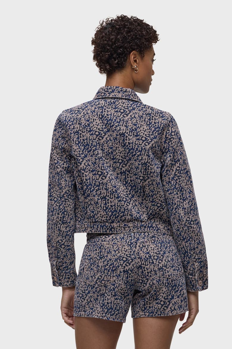 Liza Trucker Jacket, Alternate, color, INDIGO LEOPARD