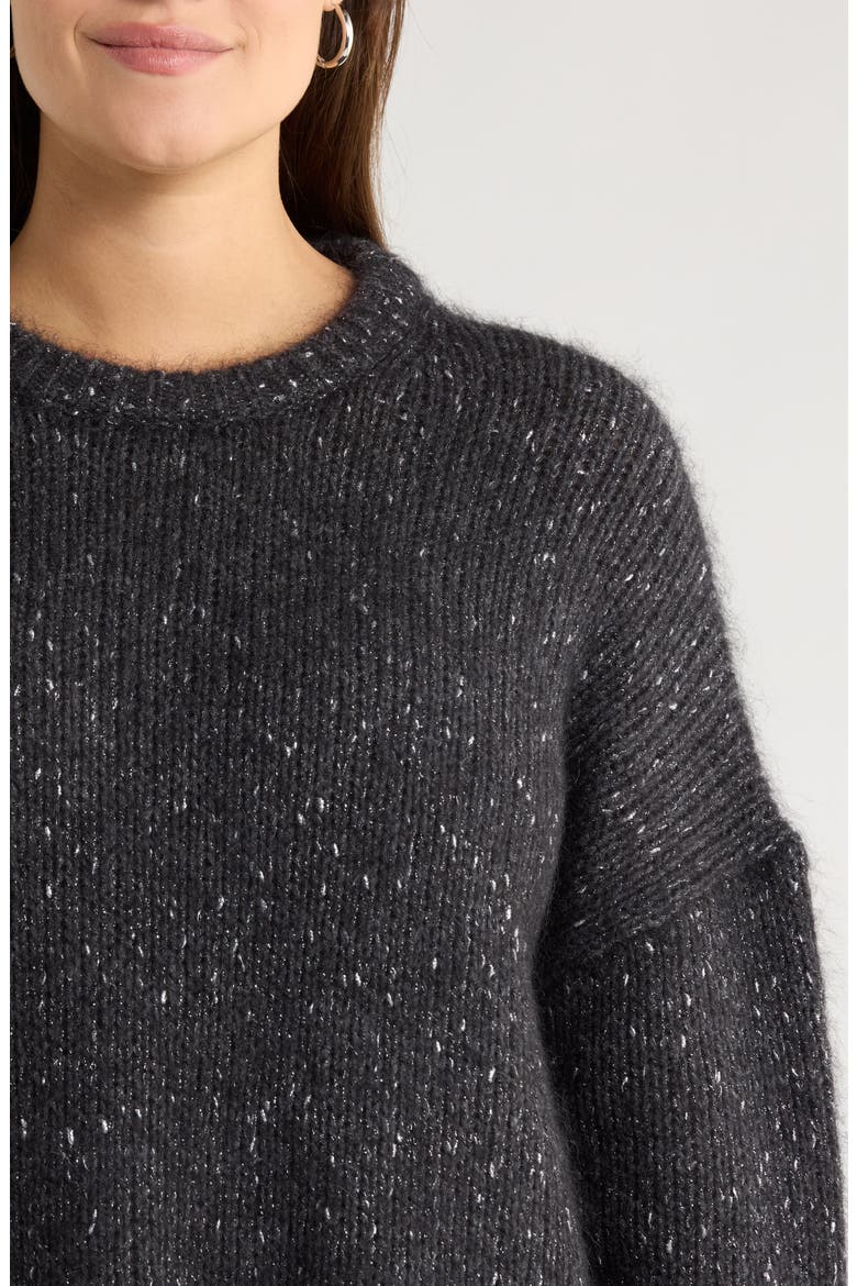 Metallic Crewneck Sweater, Alternate, color, GREY DK HTR METALLIC MARL
