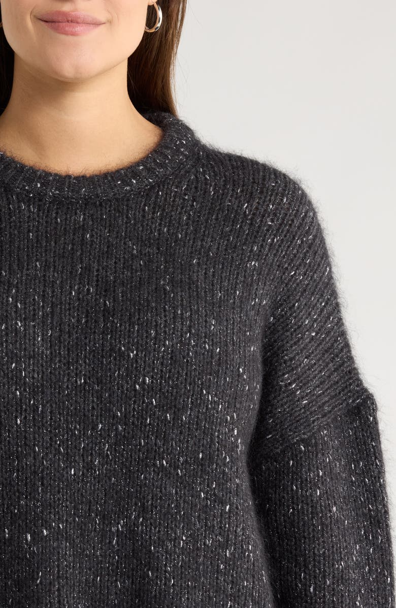 Nordstrom Metallic Crewneck Sweater, Alternate, color, Grey Dk Htr Metallic Marl