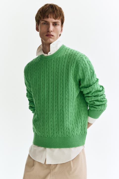 Regular-fit cable-knit sweater