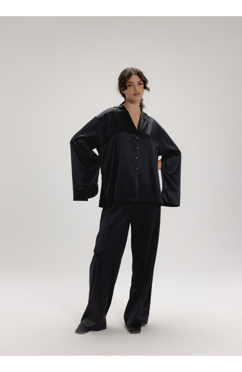 Alas Silk Button Up Shirt, Alternate, color, Black