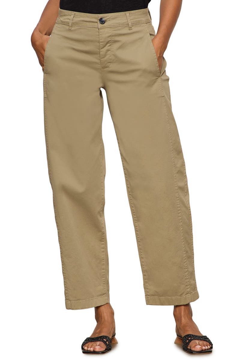 Sanctuary Boyfriend Cruiser Barrel Twill Pants, Alternate, color, Covert Green