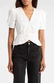 WAYF Stretch Cotton Peplum Top