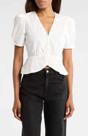 WAYF Stretch Cotton Peplum Top