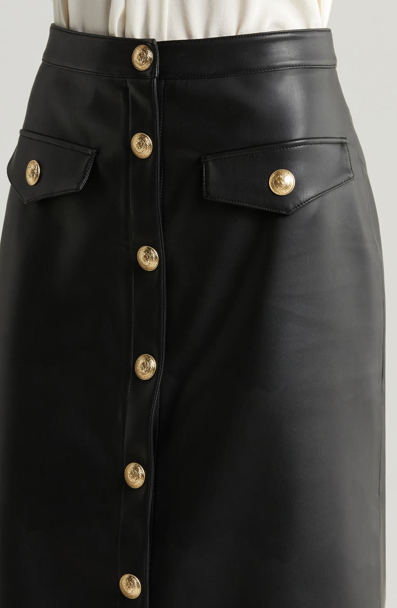 L'AGENCE Milann Faux Leather Midi Skirt, Alternate, color, Black