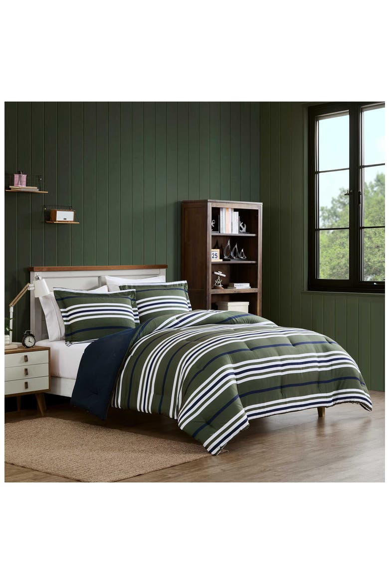 Uphaul Stripe Comforter Set, Alternate, color, MEDIUM / DARK GREEN