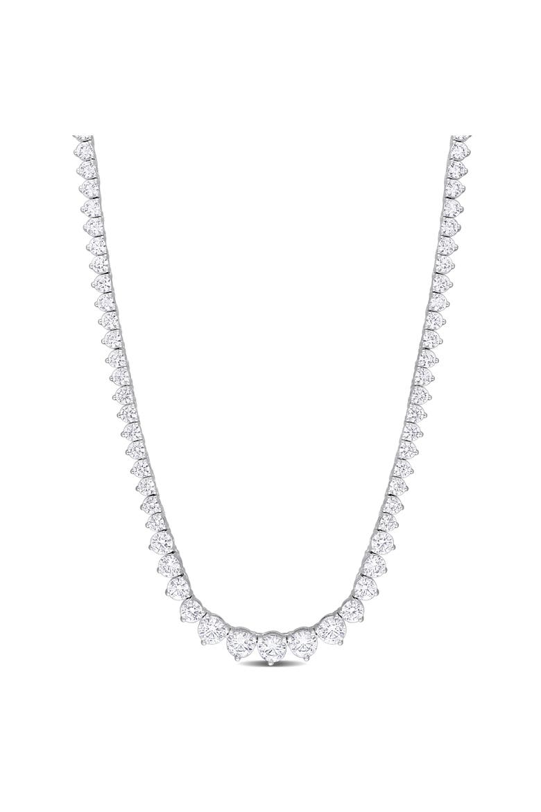 Cubic Zirconia Tennis Necklace Sterling Silver, Main, color, Sterling Silver