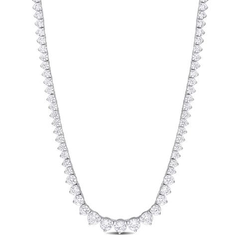 Cubic Zirconia Tennis Necklace Sterling Silver