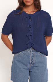Petal & Pup Gemma Bow Accent Short Sleeve Cardigan