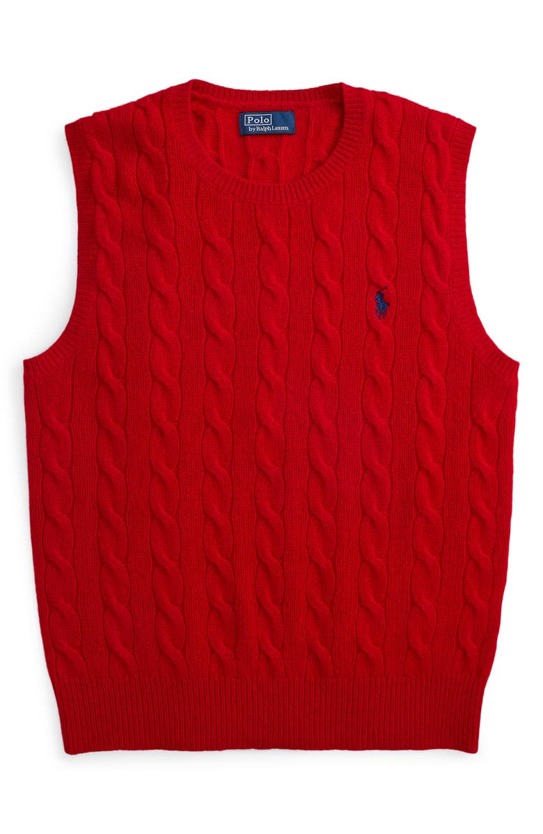 Polo Ralph Lauren Wool & Cashmere Cable Knit Sweater Vest, Alternate, color, Red