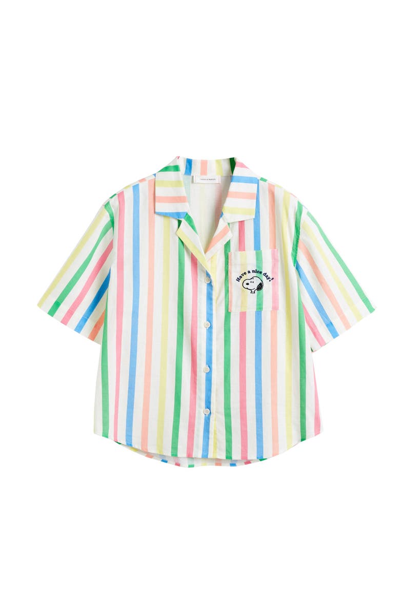 Chinti & Parker Linen-Cotton Snoopy Stripe Shirt, Alternate, color, 