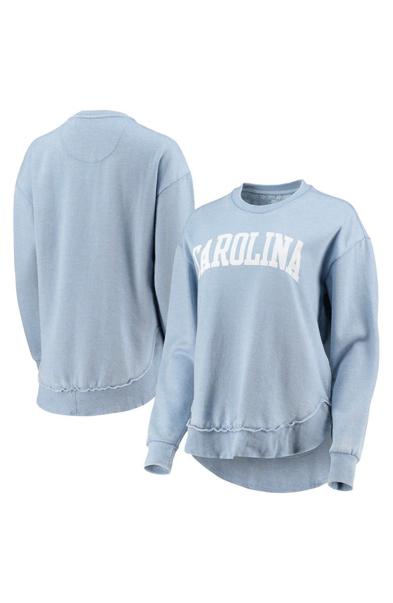 PRESSBOX Women's Pressbox Light Blue North Carolina Tar Heels Vintage Wash Pullover Sweatshirt, Main, color,