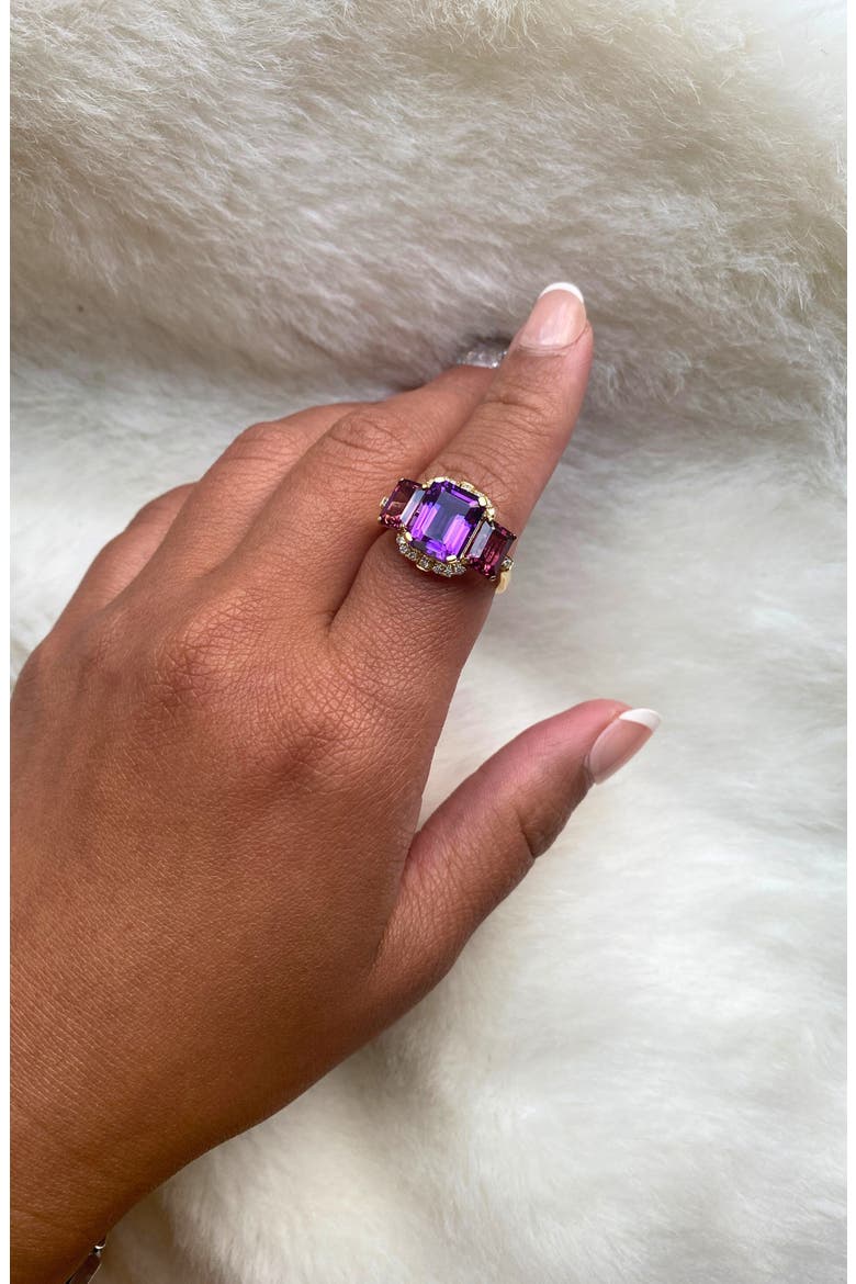 Gossip Semiprecious Stone Ring, Alternate, color, PURPLE / RED