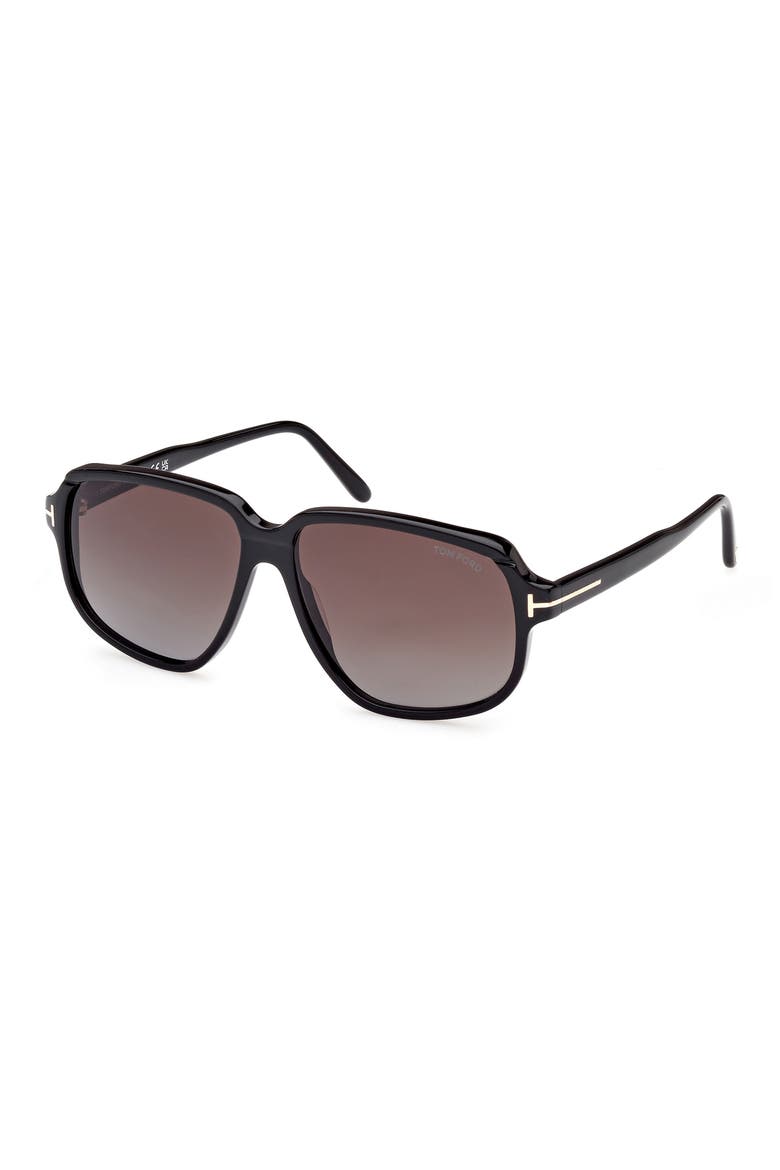 Anton 59mm Square Sunglasses, Alternate, color, SHINY BLACK / GRADIENT SMOKE