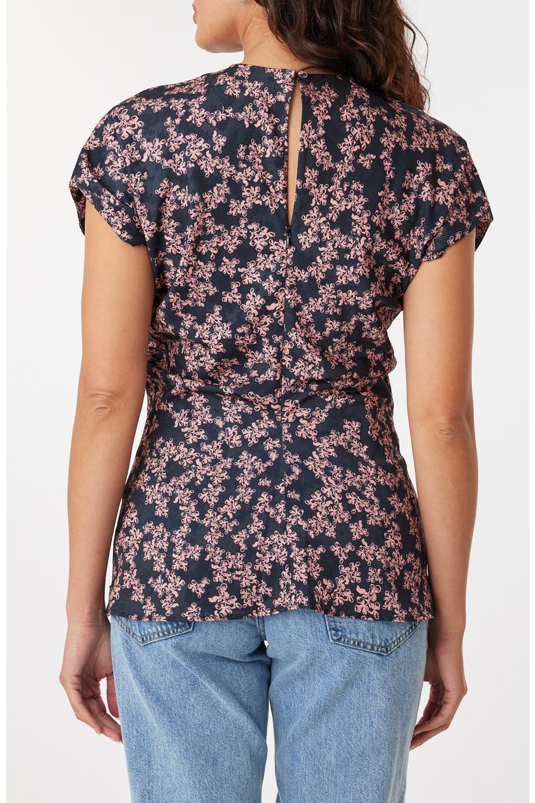 Floral Satin Jacquard Top, Alternate, color, DUSTY RED