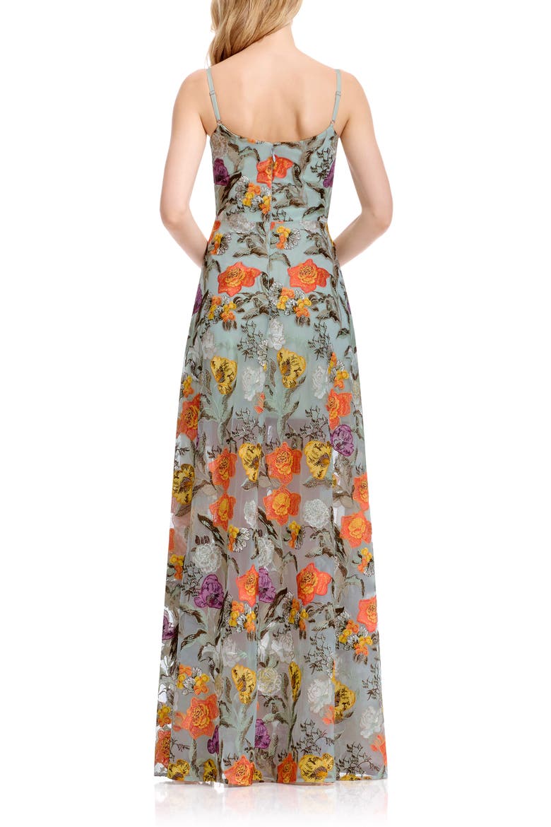 Umalina Embroidered Sleeveless Gown, Alternate, color, SAGE MULTI