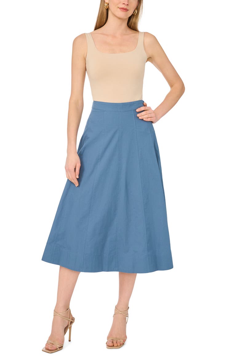 Yoke Seam Midi Skirt, Alternate, color, HARBOR WAVES