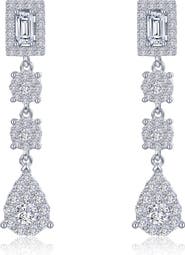 Lafonn Simulated Diamond Halo Linear Drop Earrings