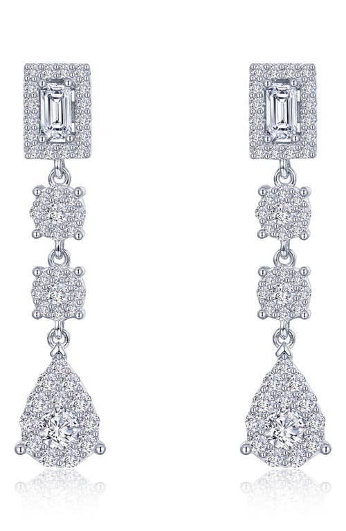 Lafonn Simulated Diamond Halo Linear Drop Earrings in Silver 