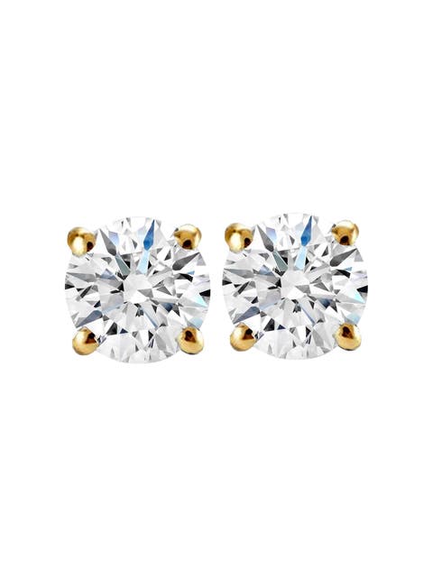 Certified 2.03Ct TW Diamond Studs Screw Back 14k Gold Lab Grown