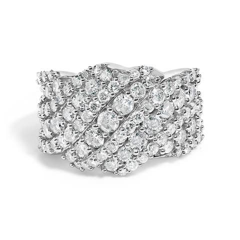 10K Gold 3.00 Cttw Diamond Multi Row Cluster Band Ring