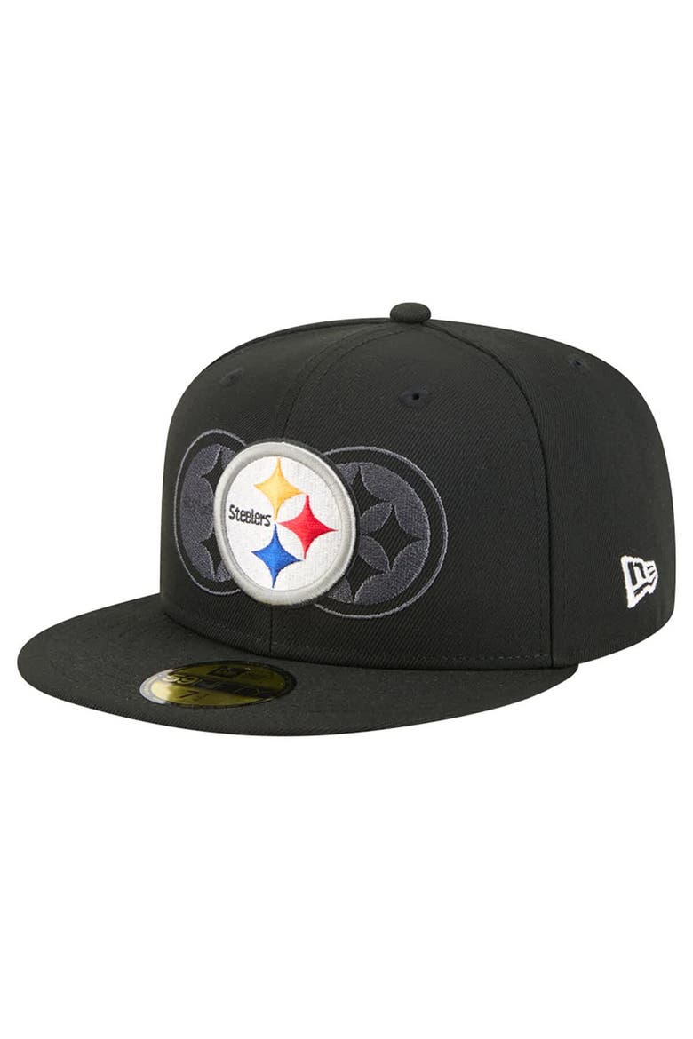 Men's New Era Black Pittsburgh Steelers Tri-Hit 59FIFTY Fitted Hat, Main, color, Black