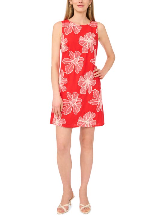 Embroidered Floral Sleeveless A-Line Dress (Regular & Petite)