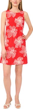 Vince Camuto Embroidered Floral Sleeveless A-Line Dress