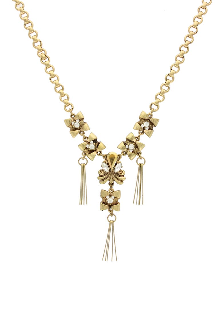 Evelyn Frontal Necklace, Main, color, BURNISHED GOLD / CLEAR