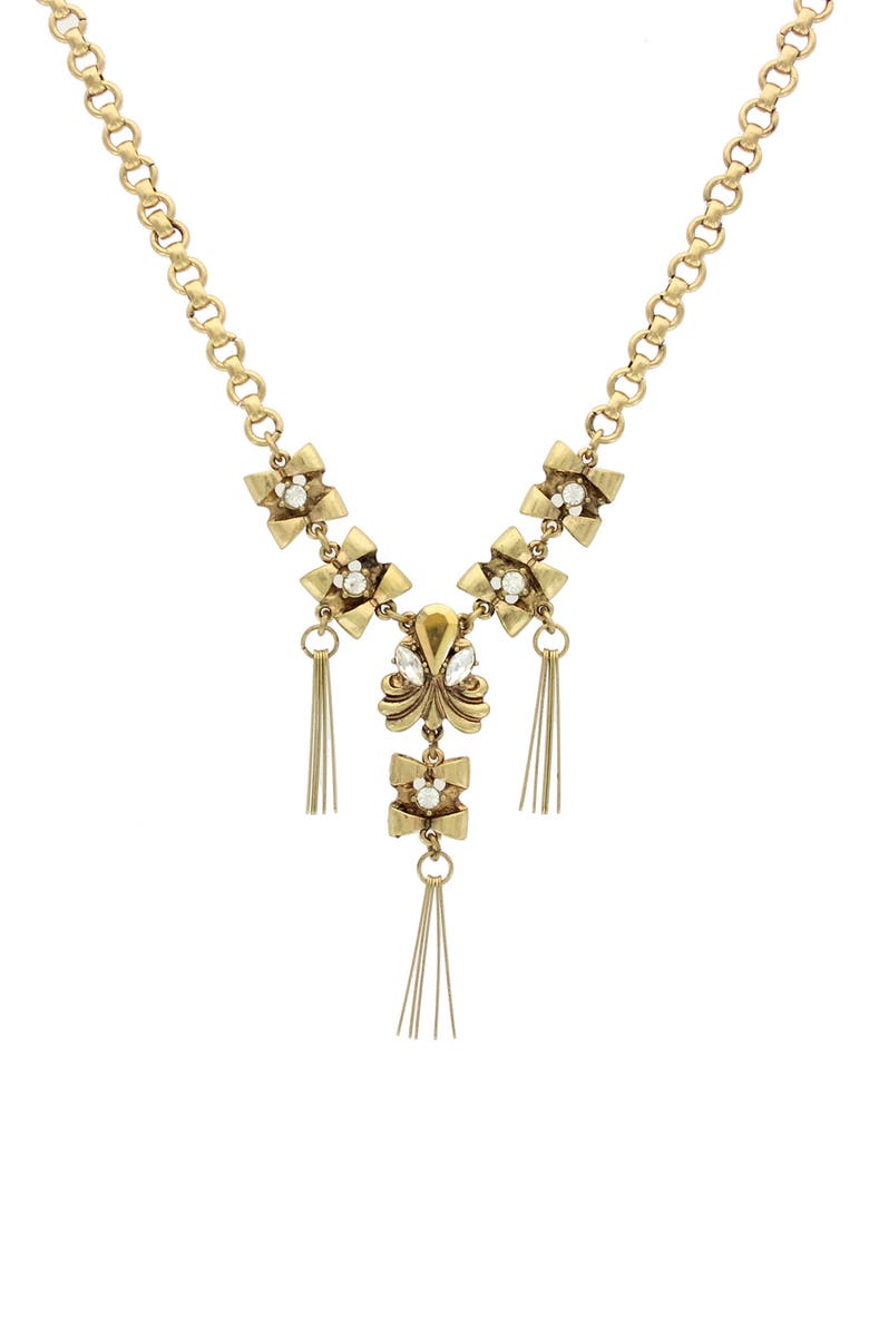 OLIVIA WELLES Evelyn Frontal Necklace, Main, color, Burnished Gold / Clear