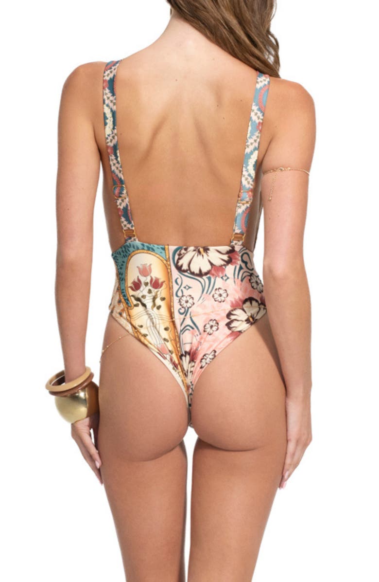 Agua Bendita Domenica Plume One-Piece Swimsuit, Alternate, color, Red