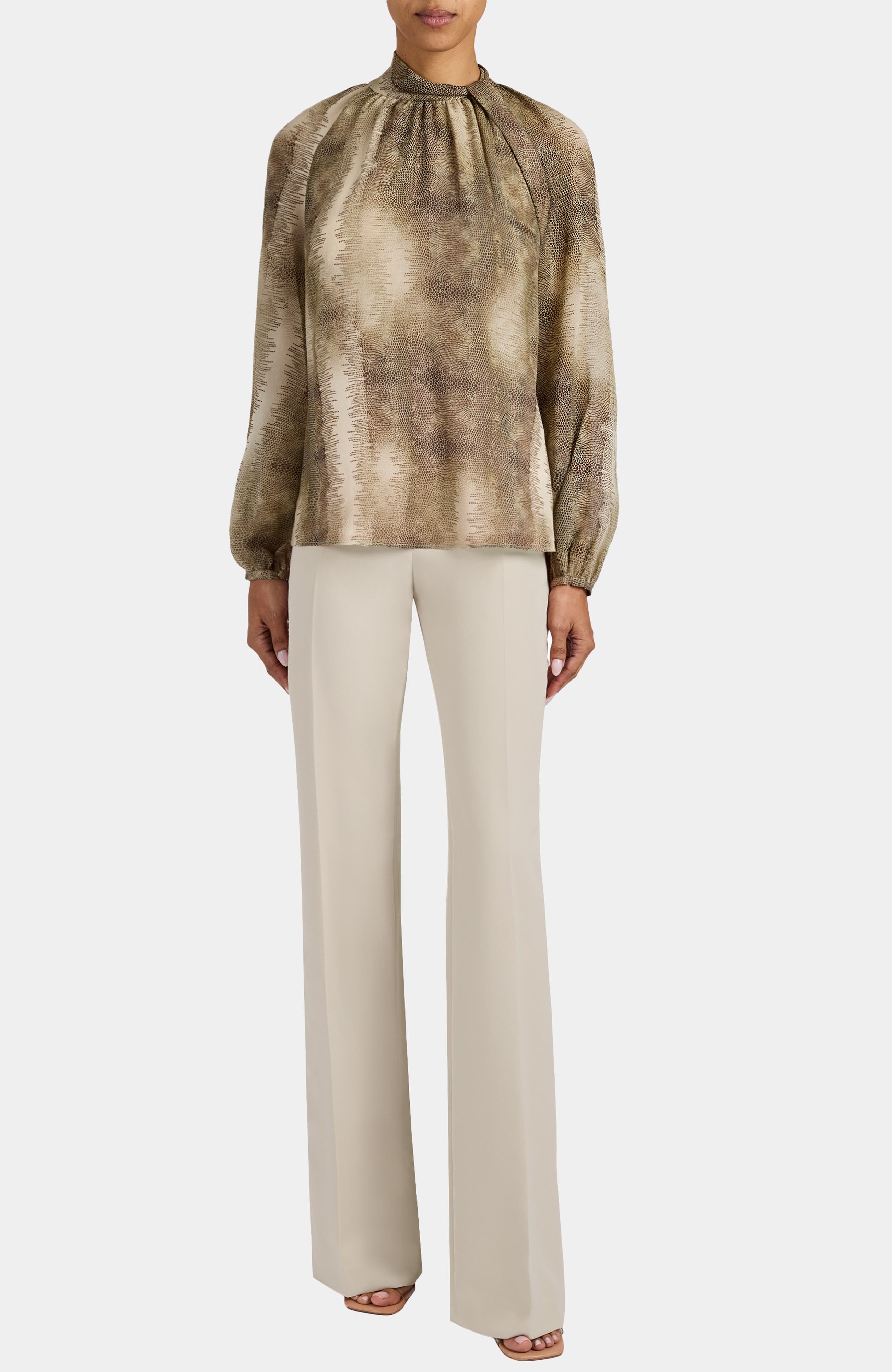 Dakota Mock Neck Printed Blouse with Long Lantern Sleeves - image 2