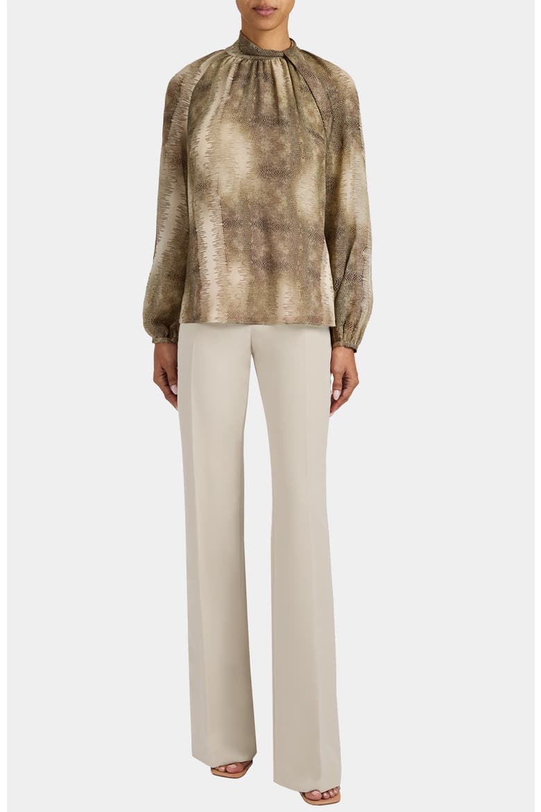 Dakota Mock Neck Printed Blouse with Long Lantern Sleeves, Alternate, color, SAHARA