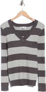 Madden Girl Stripe V-Neck Sweater