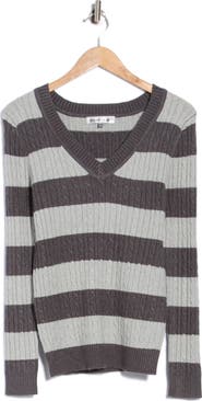 Madden Girl Stripe V-Neck Sweater