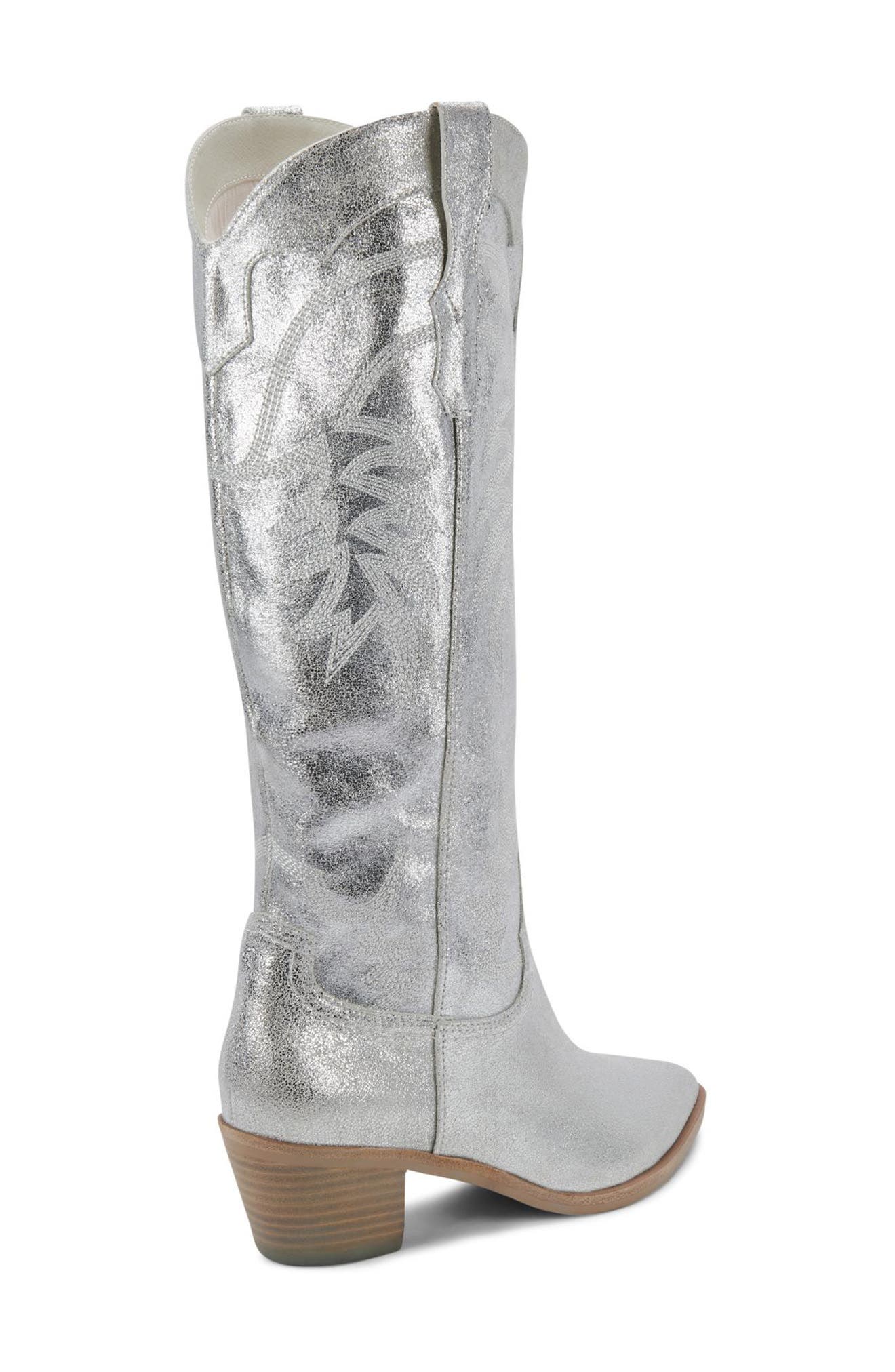 Solida Western Boot, Alternate, color, SILVER METALLIC SUEDE