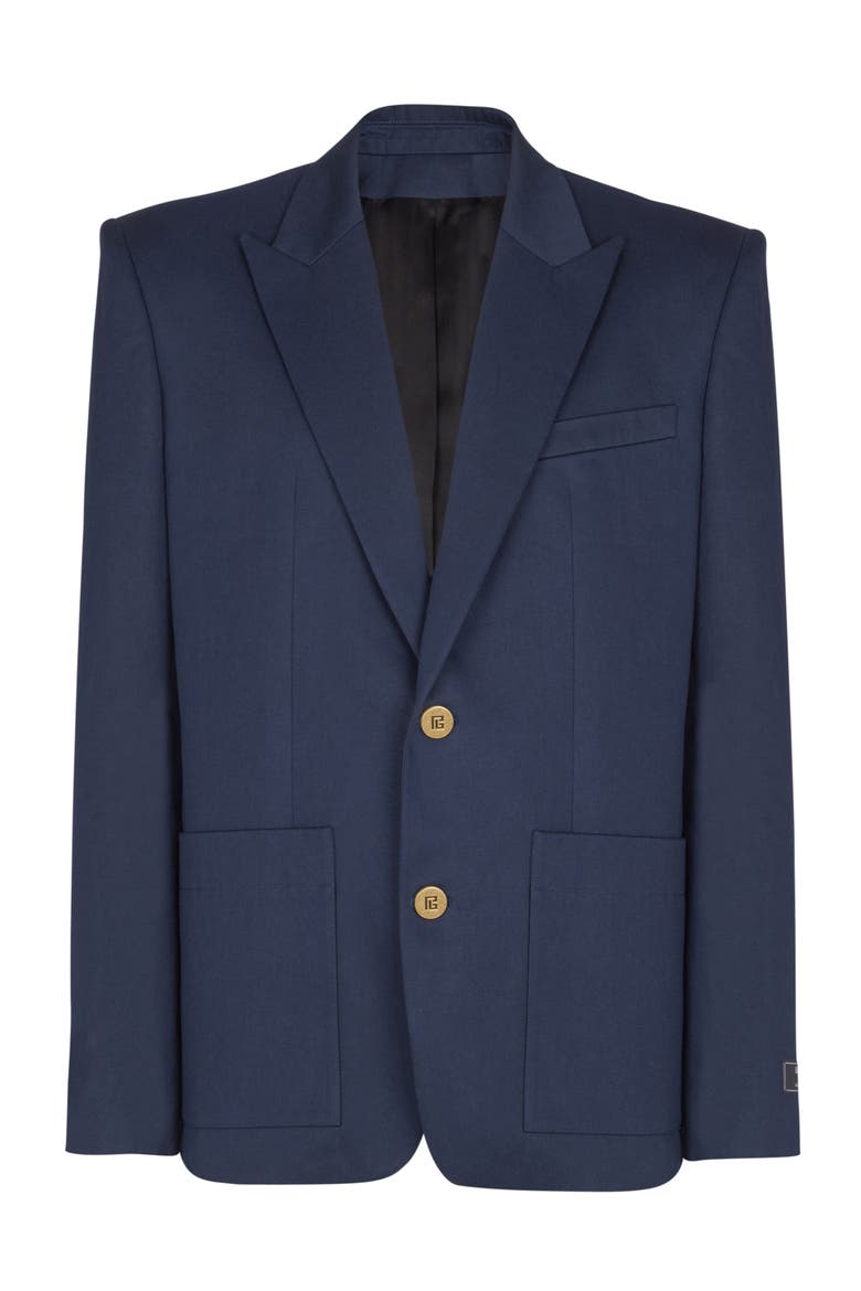 Cotton twill 2-button jacket, Main, color, navy