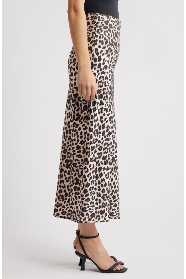 Ione Leopard Print Satin Slip Skirt, Alternate, color, LEOPARD