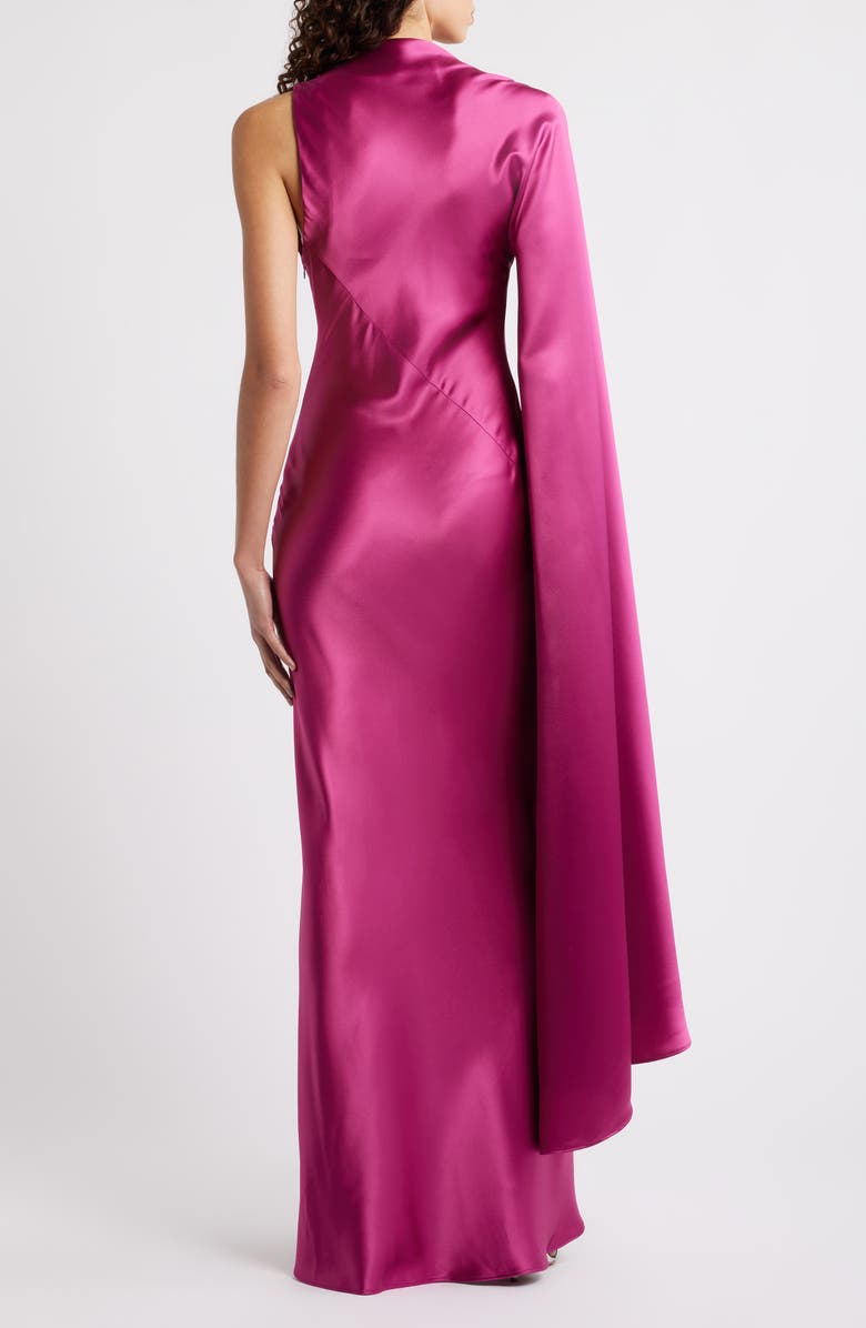 Acler Ropley Drape Bias Cut Satin Maxi Cocktail Dress, Alternate, color, Iris