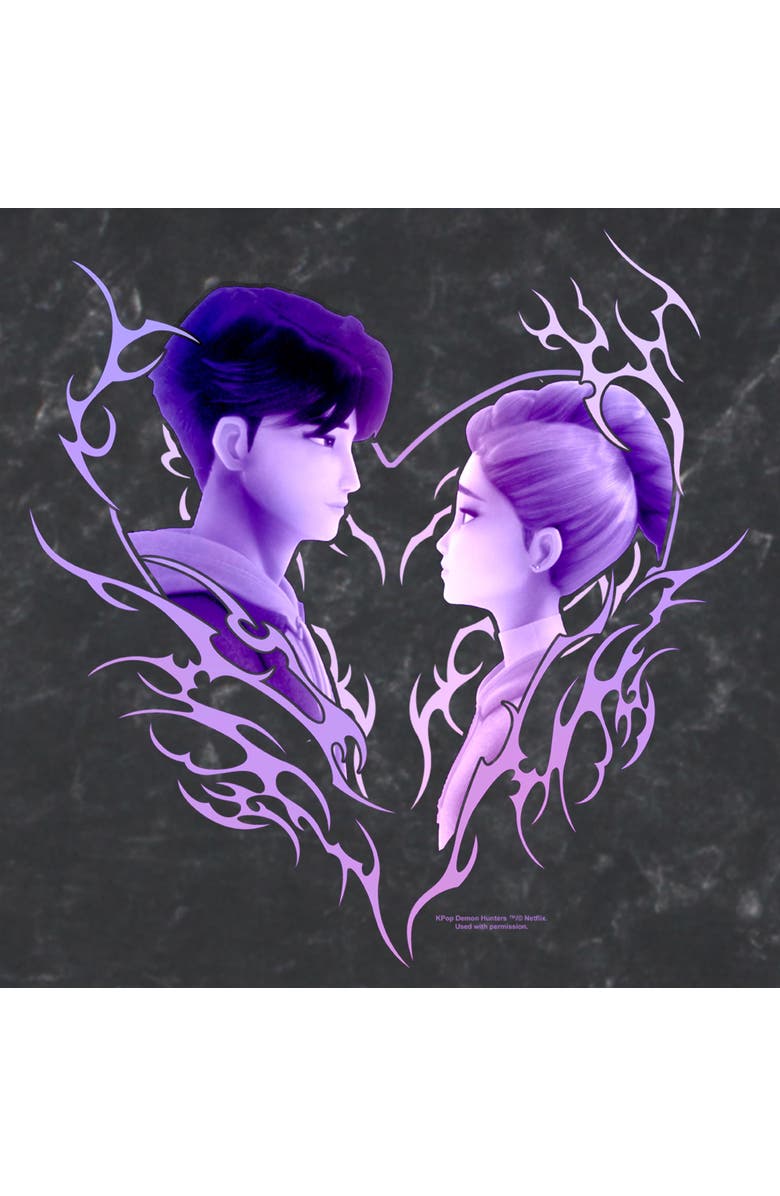 KPop Demon Hunters Men's KPop Demon Hunters Jinu and Rumi Love Graphic T-Shirt, Alternate, color, Black