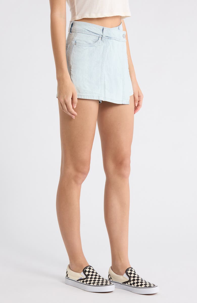 Billabong Jade Saltwashed Denim Wrap Miniskort, Alternate, color, Blue Mist