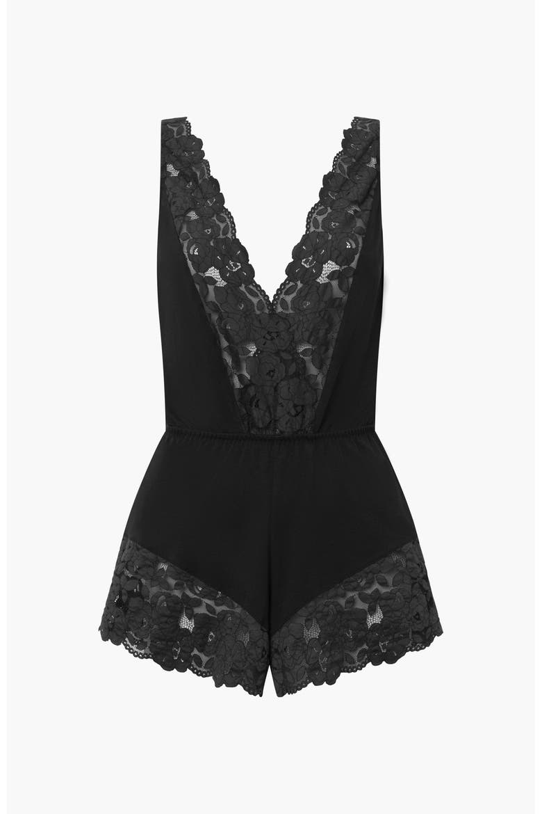 Romanza Sleep Romper, Alternate, color, Black